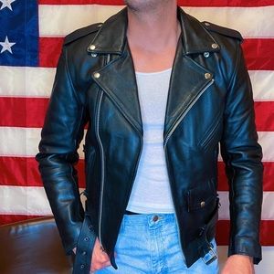 Vintage leather biker jacket